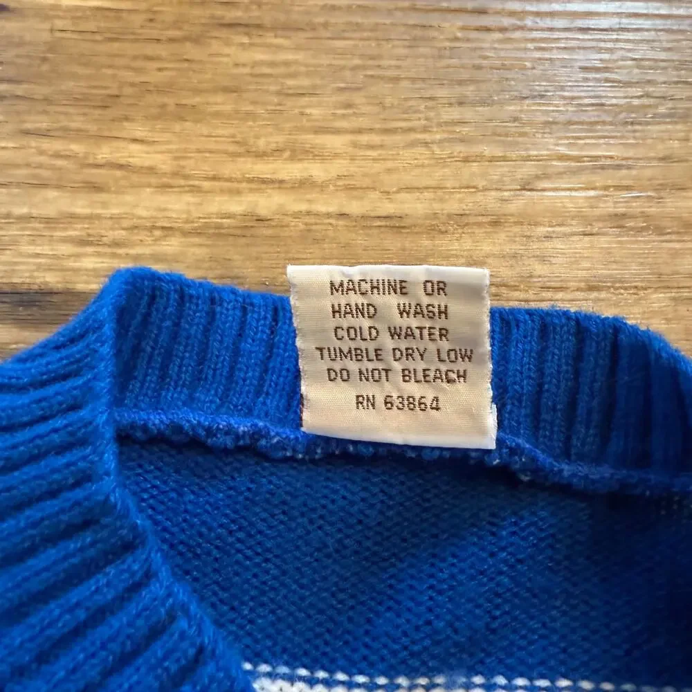 Vintage 80s Striped Knit Basketball Sweater - Picture 5 of 5
